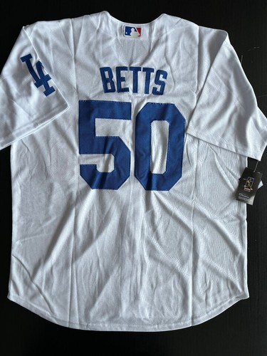 Mookie Betts #50 Men's Los Angeles Dodgers White Flex Jersey Size 2XL - NWT