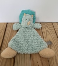 Demdaco Baby Boy Teal Blue Green Dinosaur Security Blanket Lovey Rattle 14  