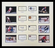 Johnny Bower Plus 7 More Hockey Autographs Museum Framed Ready to Display