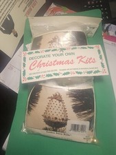 2Christmas Ornament Kit Sequin Beads Snow Bells White Gold Pearl Makes 2 87-125