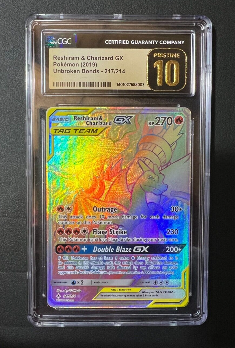Reshiram & Charizard GX rainbow rare -217/214 PRISTINE 10 | eBay