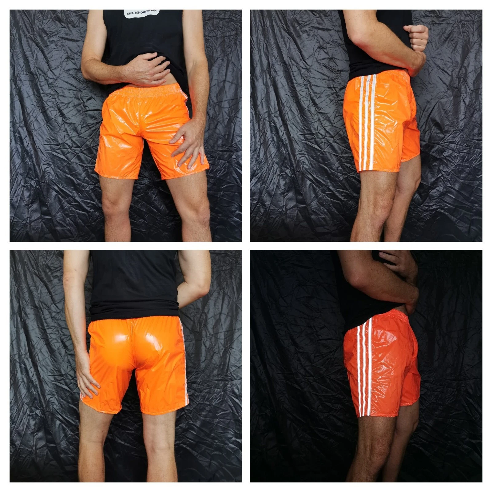 FOOTY SHORTS * WITH REFLECTIVE STRIPES * in glossy ultra-thin PU-coated nylon