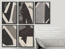 Black  Gray Framed Wall Art Abstract Modern Canvas Print Home Decor Wall Art