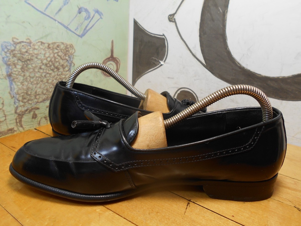 Vito Rufolo Black Leather Tassel Loafers Men
