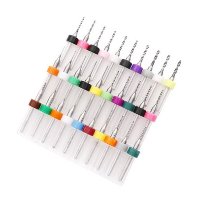 10pcs/Set 0.1mm-3.0mm, 1/8'' Shank Spiral Flute Import Carbide PCB Print Circuit