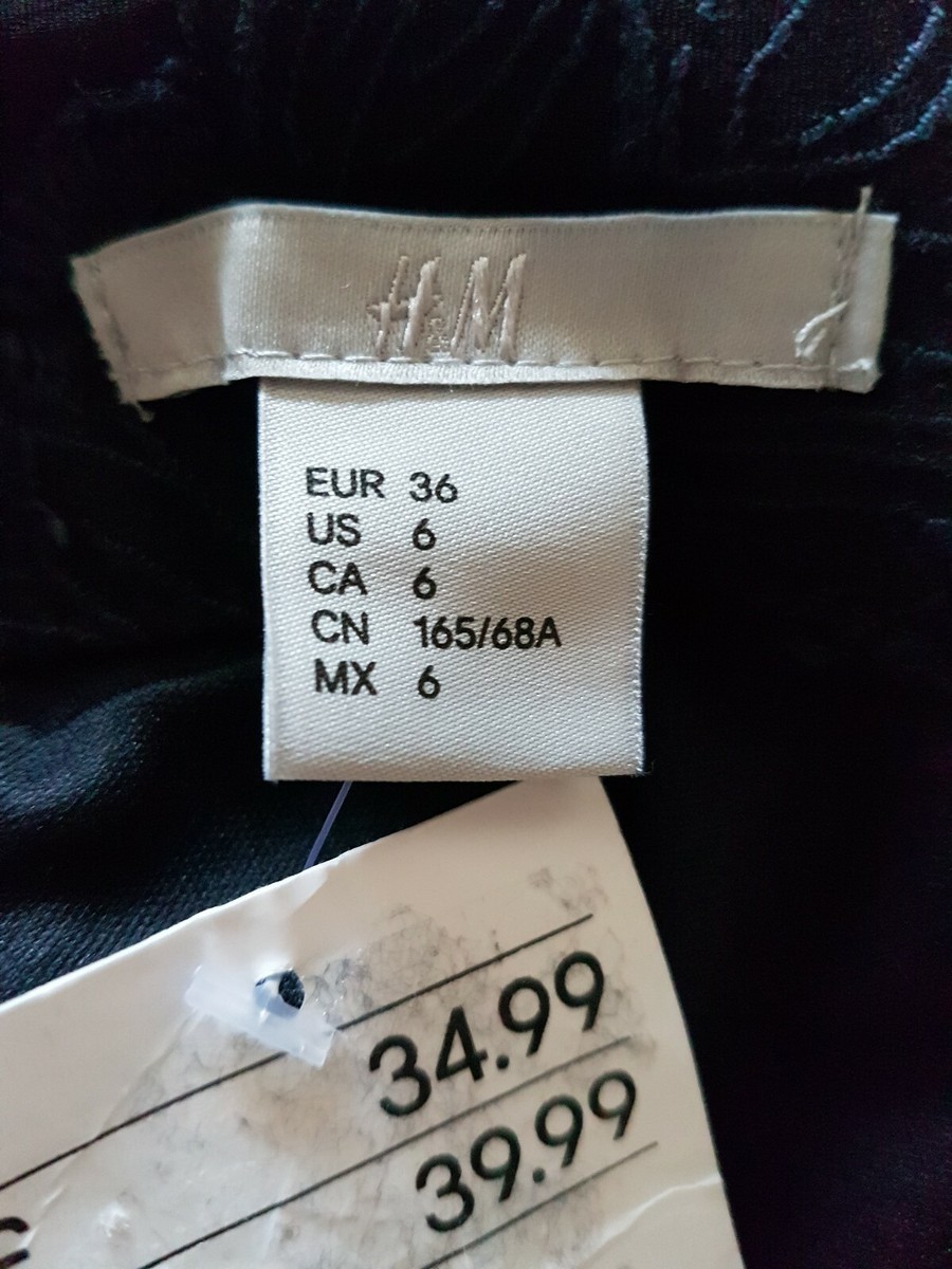 Jupe H&M Bleue à Motif Feuilles Et Détails Découpés Transparents - Taille UK 10 - Neuf Avec étiquettes