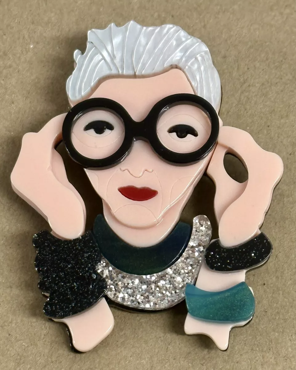 New Handmade Acrylic Iris Apfel Brooch