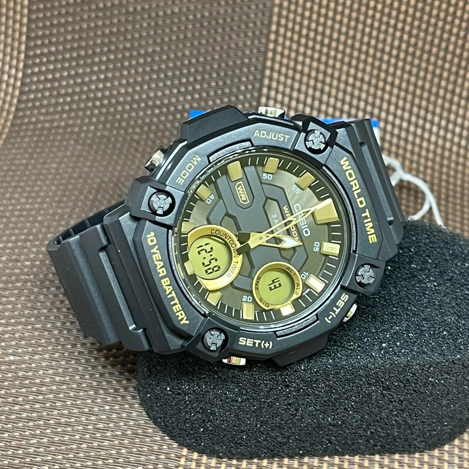 Casio AEQ-120W-9A Oversize Case Telememo Black Analog Digital