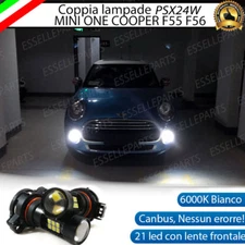 COPPIA LAMPADE LUCI DIURNE DRL PSX24W LED CANBUS MINI ONE COOPER F55 F56 6000K