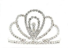 Small Tiara w/ Comb - Clear Crystal Stones - TA-60556CR-S