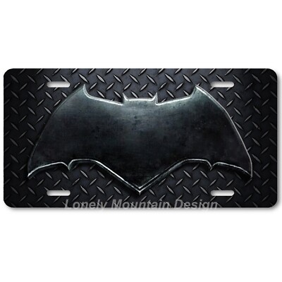 Dark Metal Bat Inspired Art on Plate FLAT Aluminum Novelty License Tag Plate