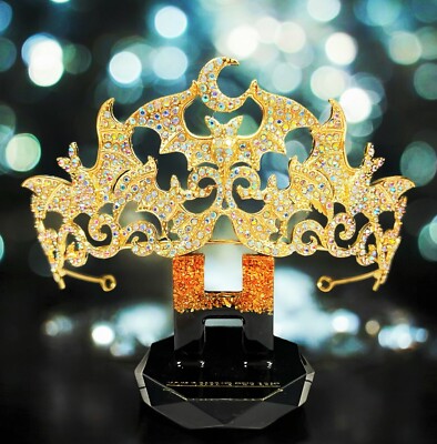 Vampire Bat Crown, Gold crystal crown, Witch crown, Evil  display picture 1