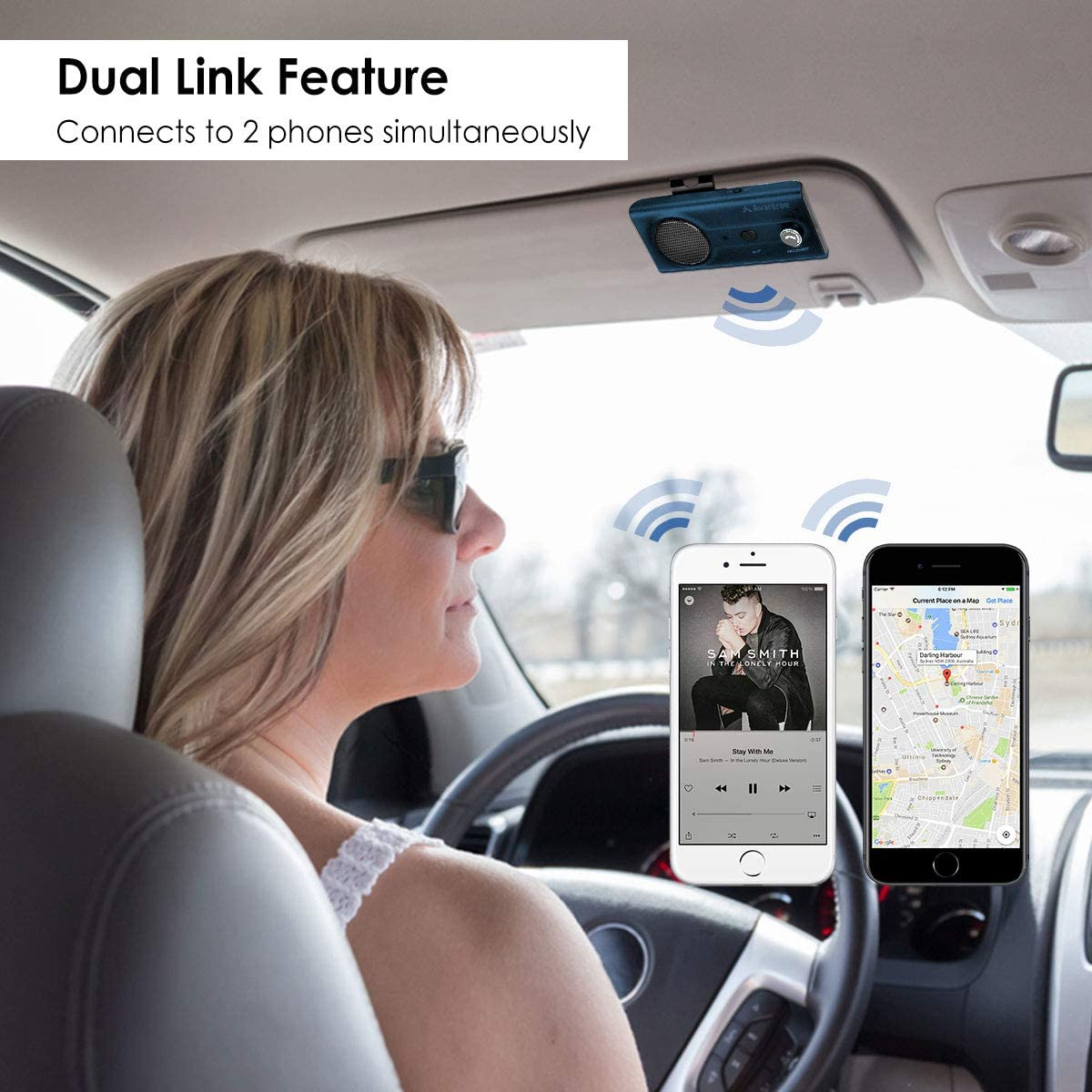 CK11 Bluetooth 5 . 0 Hands Free Cell Phone Car Kit , Loud Speakerphone