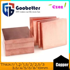 1mm-10mm Thick 99.9 Pure Copper Sheet Metal guillotine cut - Multiple Sizes