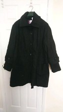 Women's Size 24 Black Coat. Large Ribbed Collar And Sleeve Hems, Bnwt