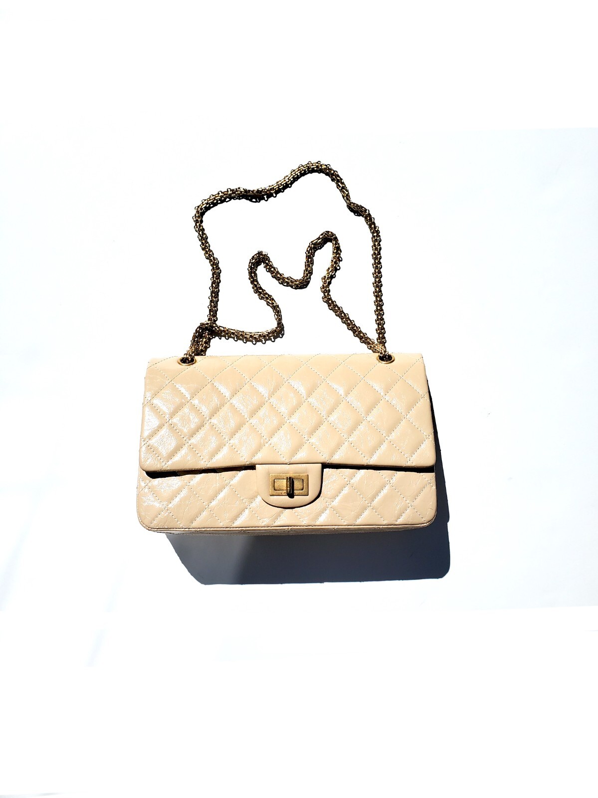 Chanel Vintage Beige Caviar Quilted 2.55 Small Classic Double Flap