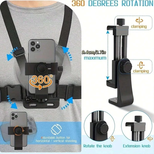 Chest Mount Harness Strap Phone Anti Theft Grabbing Phone Holder Security Safe - Picture 3 of 15
