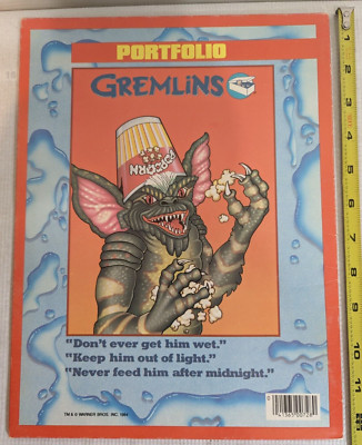 1984 GREMLINS Portfolio School Folder VTG 1984 Stripe Warner Brom Movie Rare +