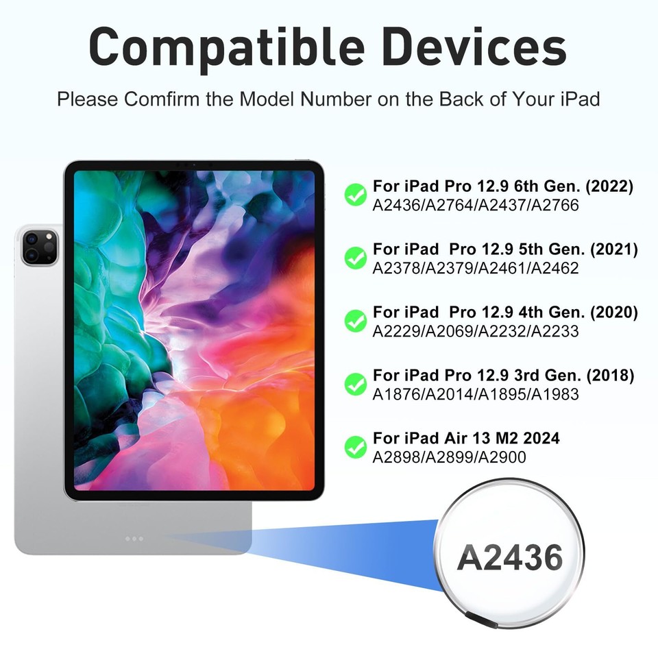 BOBOLEE Keyboard Case for iPad Pro 12.9 Air 13 inch M2 2024 6th/5th