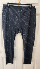 DG2 DIANE GILMAN Blue Print Slim  Sleek Coated Smoothing Legging Pants Sz 2X