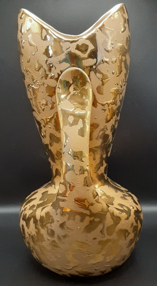 9 Inch Vintage Weeping Gold Vase 24k USA Made Two Handled Heavy Gold eBay