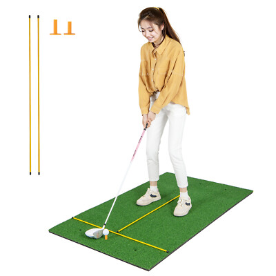 Golf Practice Hitting Mat Premium Turf w/2 Tees & Alignment Sticks 5 x 3 FT 27mm