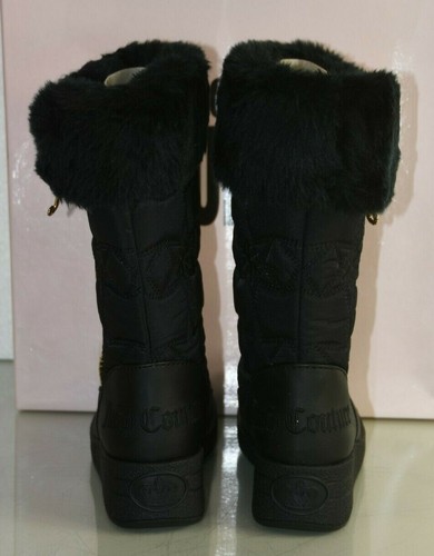 NEU Juicy Couture SNOWSTAR Kinder Mädchen gesteppte Nylon Stiefel Keilabsatz schwarz Fell 1 - Bild 4 von 7
