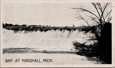 Early Marshall, Michigan Dam RPPC Vtg Real Photo Postcard #3301