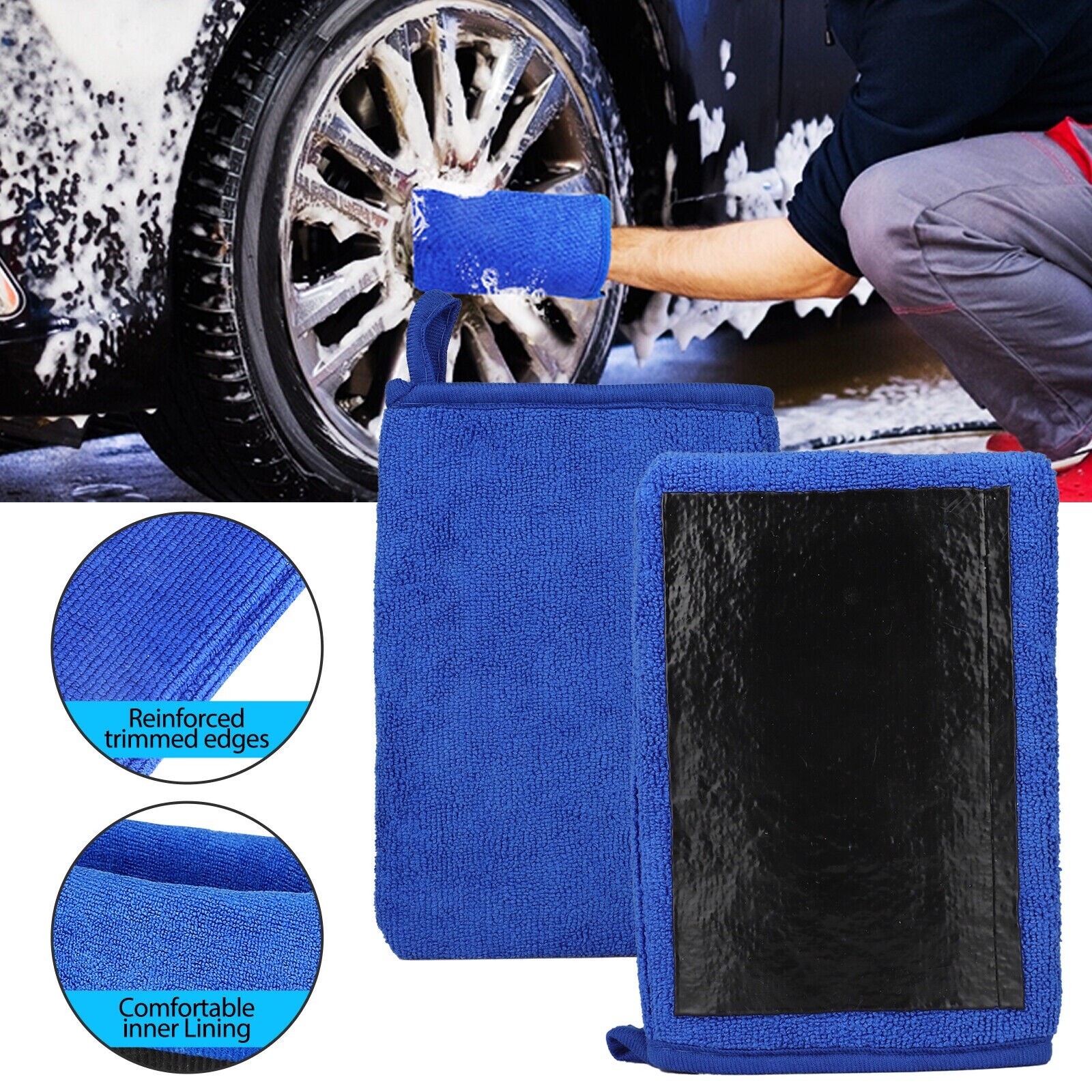 2pcs Car Wash Gloves Microfiber Clay Bar Towel Detailing Cleaning Rag Mitt glove