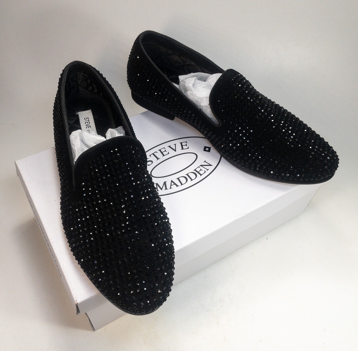 Steve Madden Mens Caviar Black Swarovski Crystal Slip-On  display picture 3