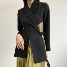 Ladies Black Luxury Designer Edgy Urban Street Unique Blazer Jacket Coat 8 10