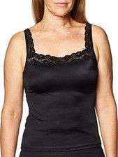 Vassarette Women's Microfiber BLACK Camisole lace trim 17072 Size - S Small
