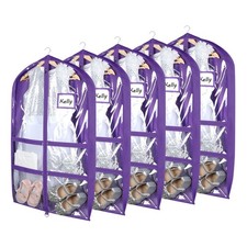 Syeeiex 3" Gusseted Clear Dance Costume Garment Bag 5 Pack , 40'' Dance Garme...