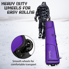 Ski Bag with Wheels,Padded Snowboard Bag for Air Travel,600D Waterproof Fabri...