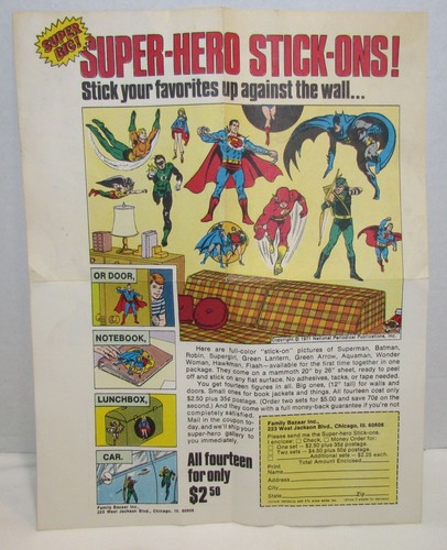 1971 DC Super Hero Stick-Ons Flyer