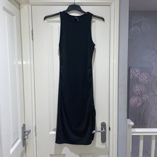 Shein Black Ribbed Sleeveless Stretchy Basic Round Neck Midi Dress Size Small