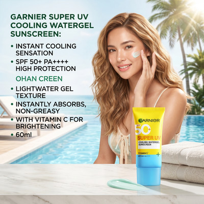 Garnier Super UV Cooling Watergel Sunscreen SPF 50 PA++++ | Instant Cooling 60ml
