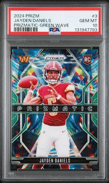 2024 Panini Prizm Jayden Daniels RC Green Wave Prizmatic #3 PSA 10