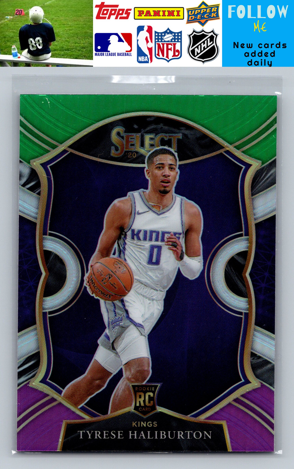 2020-21 Panini Select #72 Tyrese Haliburton Green White Purple