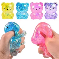 Fidget Bear Toy Squishys Glitter Gummy Bear N...
