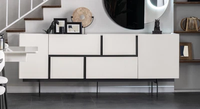Robuste Schwarz-Weiße Anrichte Esszimmer Designer Holz Kommode Möbel - Bild 1 von 2