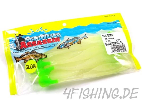 Bass Assassin Sea Shad in 5inch (ca.13cm) GLOW CT