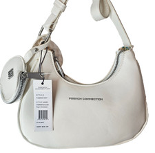 French Connection Sabrina Shoulder Bag Womens Purse Faux Leather FCS25107-WHIT
