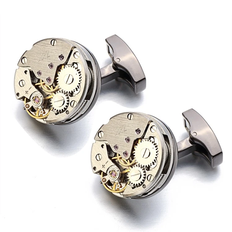 High-end French cufflinks mechanical movement men's shirt buckle gift Foto 3 de 4