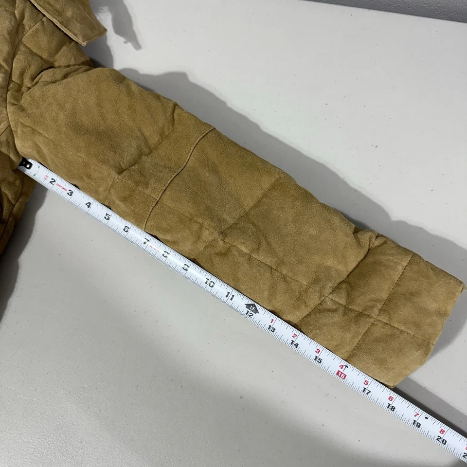 Chaqueta acolchada Eddie Bauer plumón de ganso marrón gamuza cuero imitación piel para mujer pequeña S Foto 4 de 4