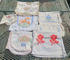 Vintage Lot of 6 Embroidered Table Runners Dresser Scarves Doilies