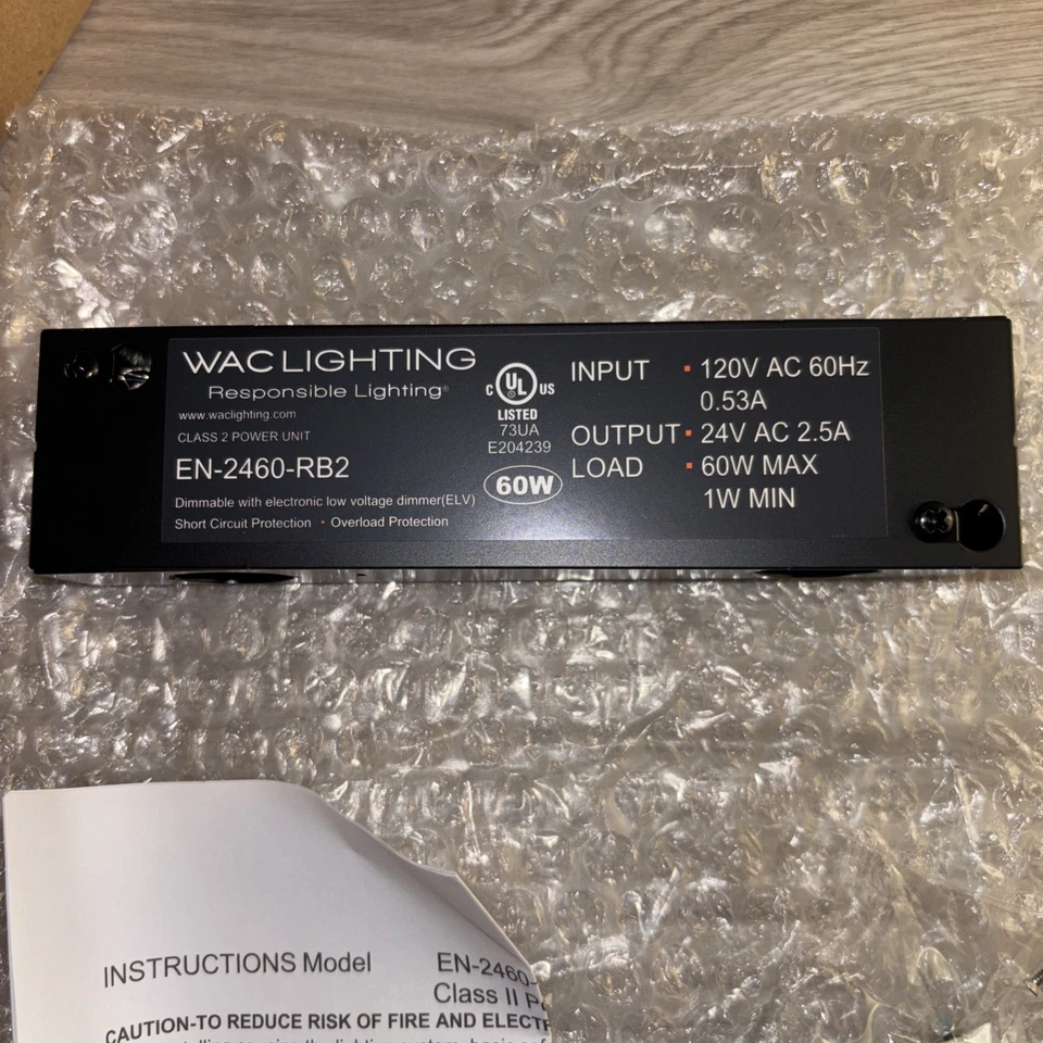 WAC Lighting EN-2460-RB2 120V In 24V Out 60W LED Transformer New Multiple Avail - Image 3 of 4