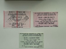 Three Wolves Match Tickets 1990/1991 Season - Excellent Condition
