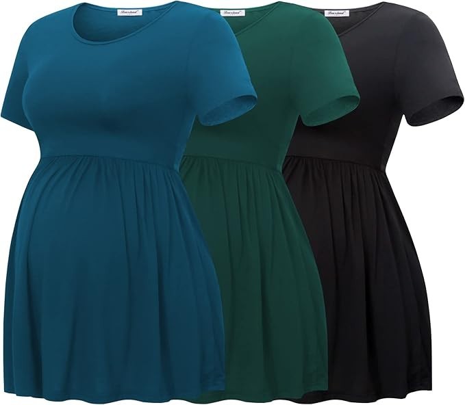 Set of 3 Womens Bearsland Maternity Tops Breastfeeding Shirts Pregnancy L