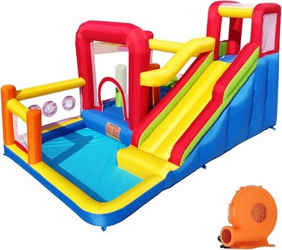 Kids Bounce House Inflatable With Blower Slide Climb Ball Pit